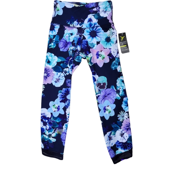 Old Navy Active Go Dry Cropped Compression Leggings Blue Floral Print Women's XS - Picture 3 of 9
